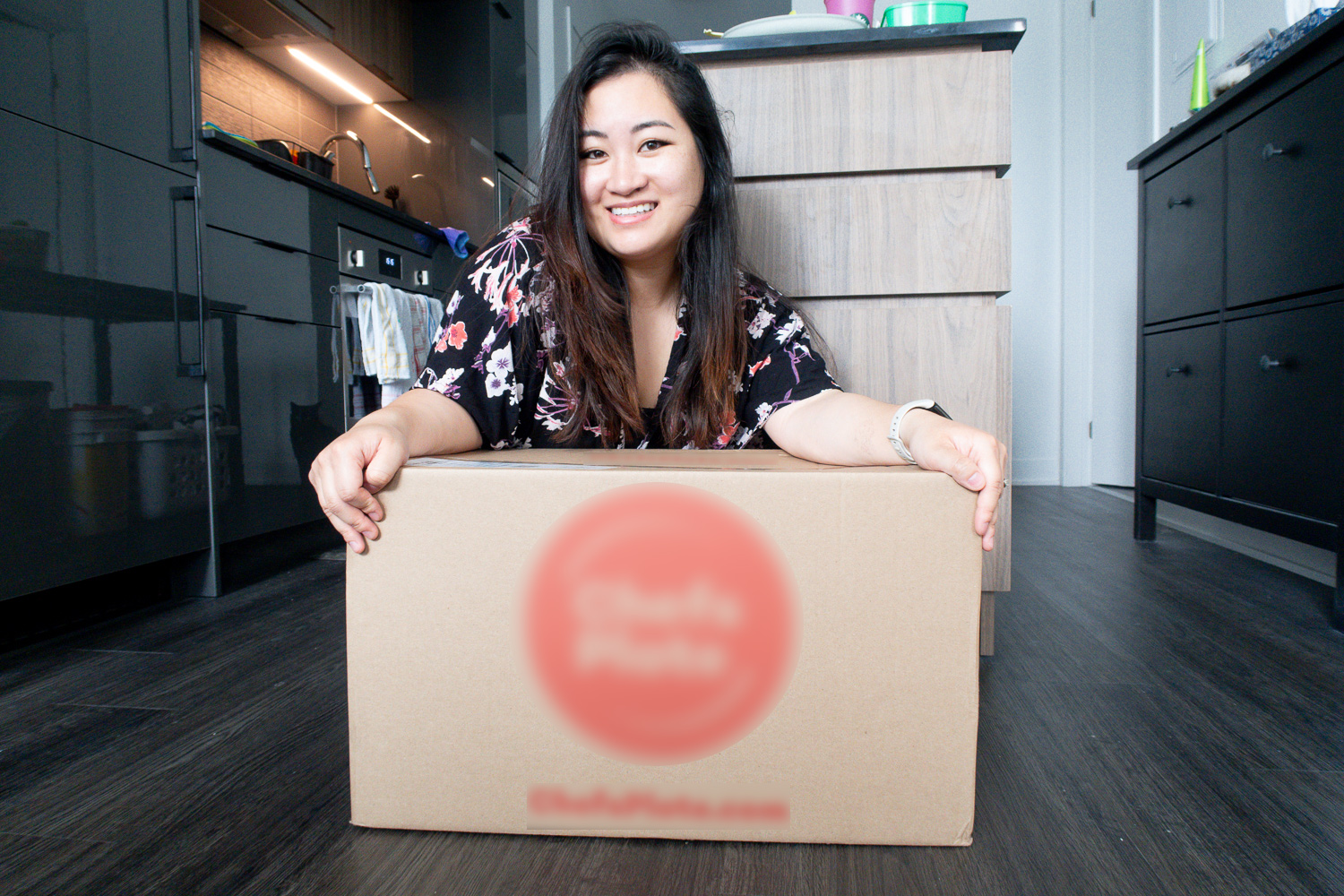 Camille Orfao with meal subscription box