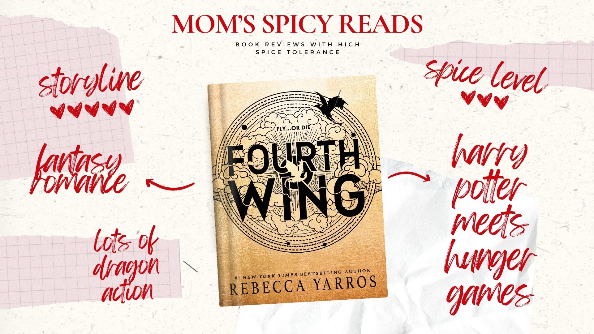 Fourth Wing by Rebecca Yarros book cover - Mom's Spicy Reads